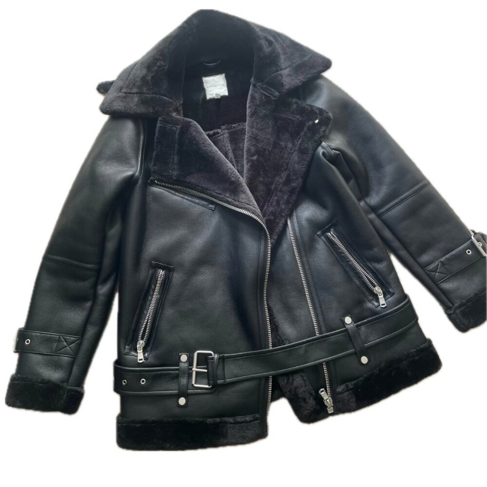 AVEC LES FILLES/Anthropology Faux Leather Asymmetric Moto Coat
